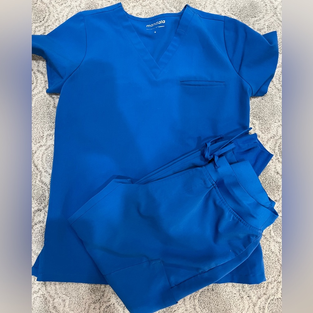 Mandala royal blue jogger scrubs